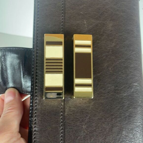 Chocolate Brown Wallet Gold Enameled Hardware - Picture 5 of 8